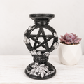 Silver Leaf on Black Pentagram Sphere Stand