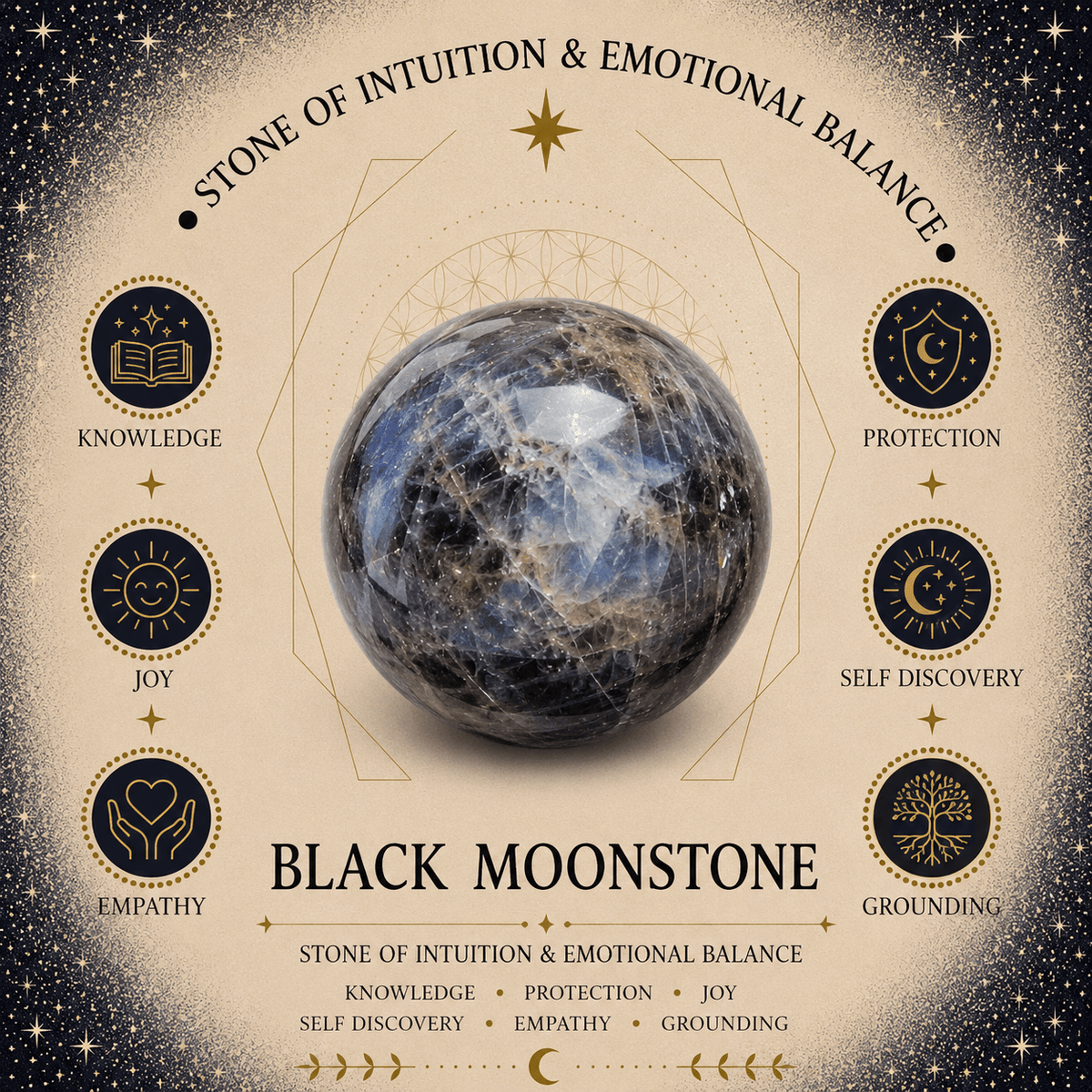 10mm Black Moonstone Gemstone Bracelet