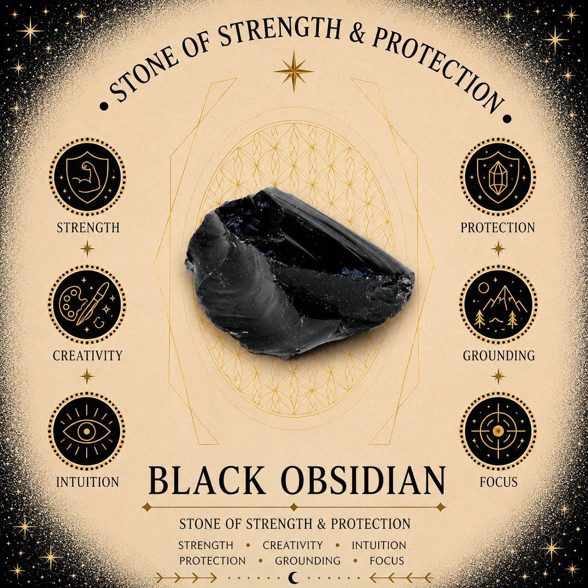 Black Obsidian Lotus Incense Holder