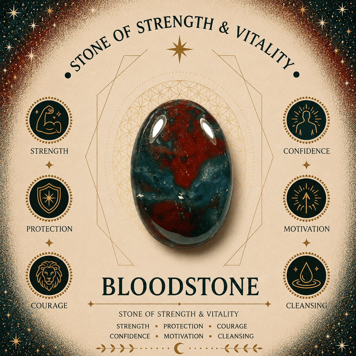 Bloodstone Heart Shape Worry Stone (Thumb Stone)