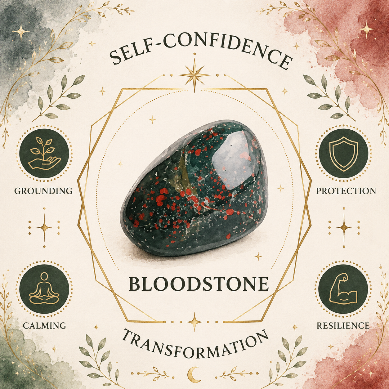 Bloodstone Heart Shape Worry Stone (Thumb Stone)