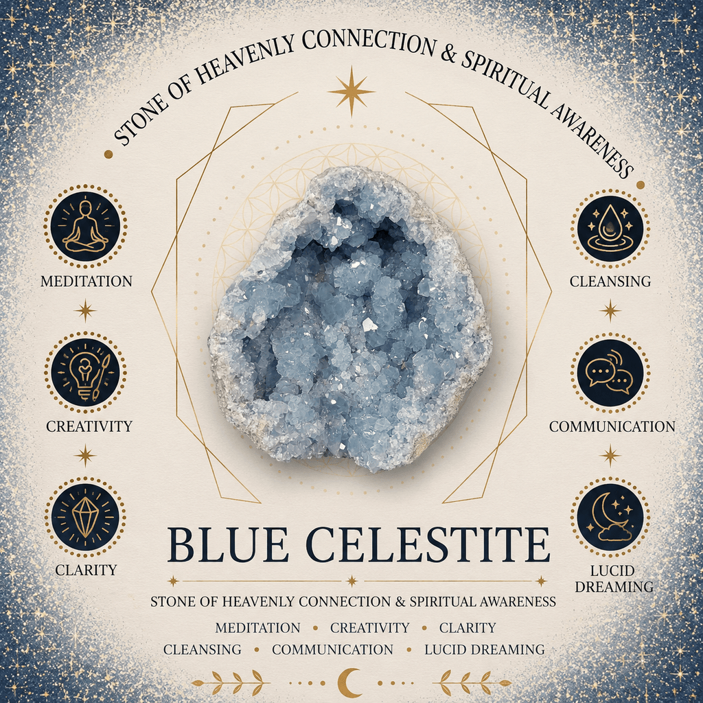 Blue Celestite Egg & Stand