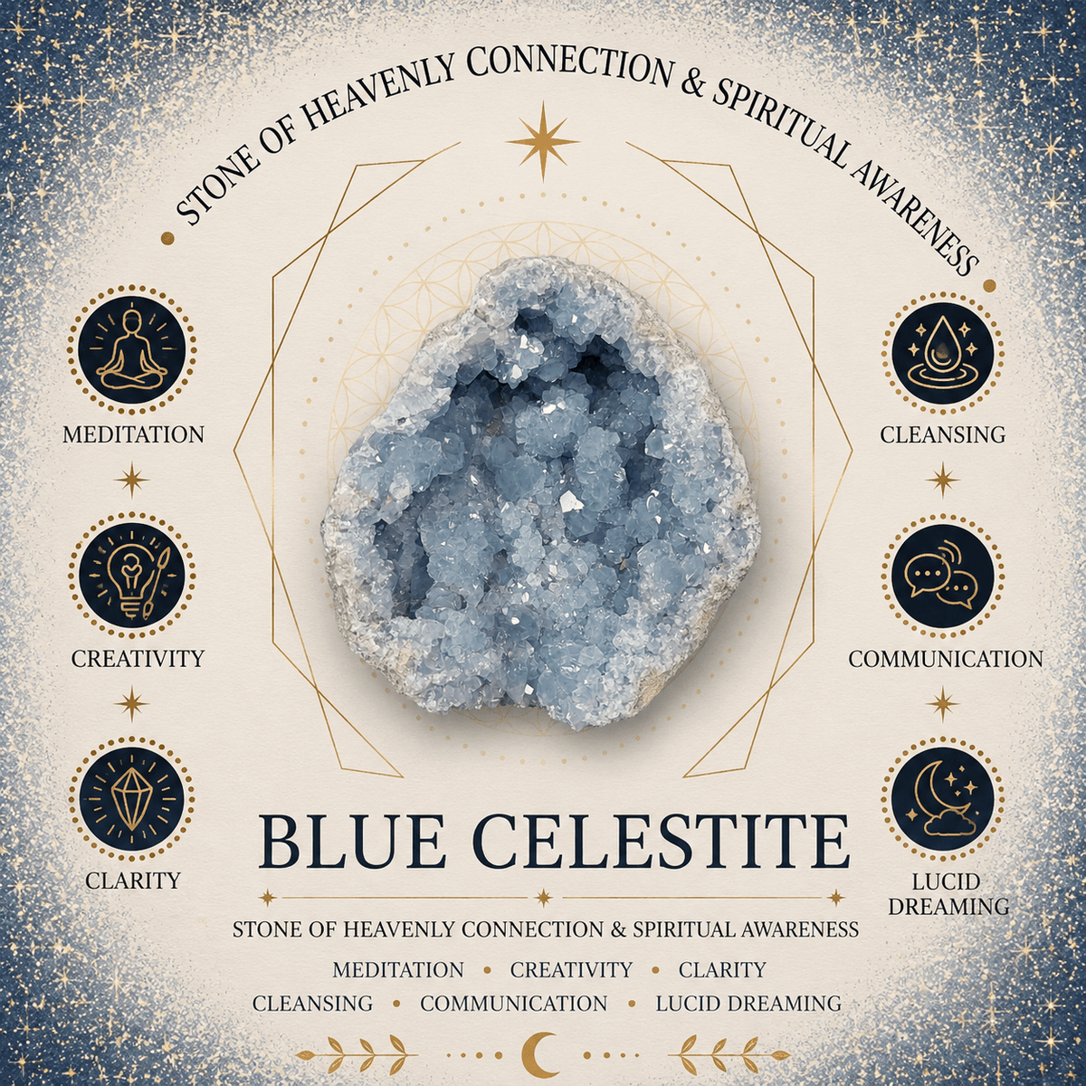 Blue Celestite Egg & Stand