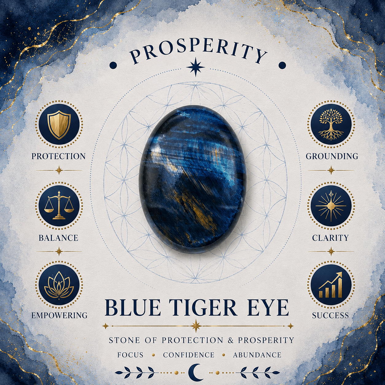 12mm Blue Tiger Eye Gemstone Bracelet
