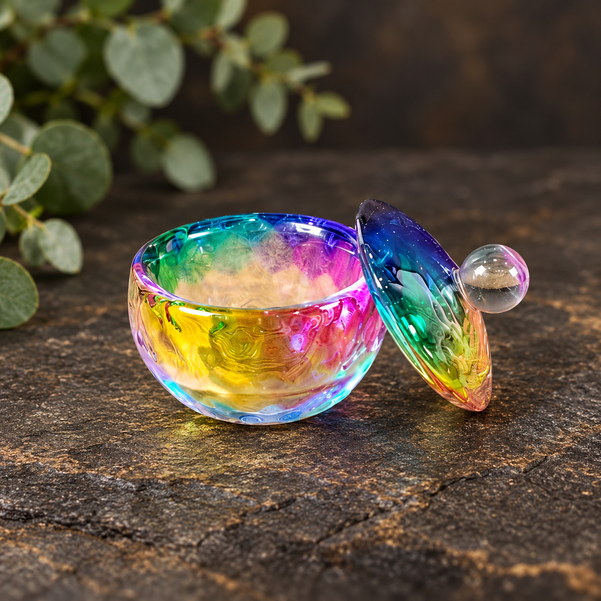 Mini Round Shaped Rainbow Glass Box
