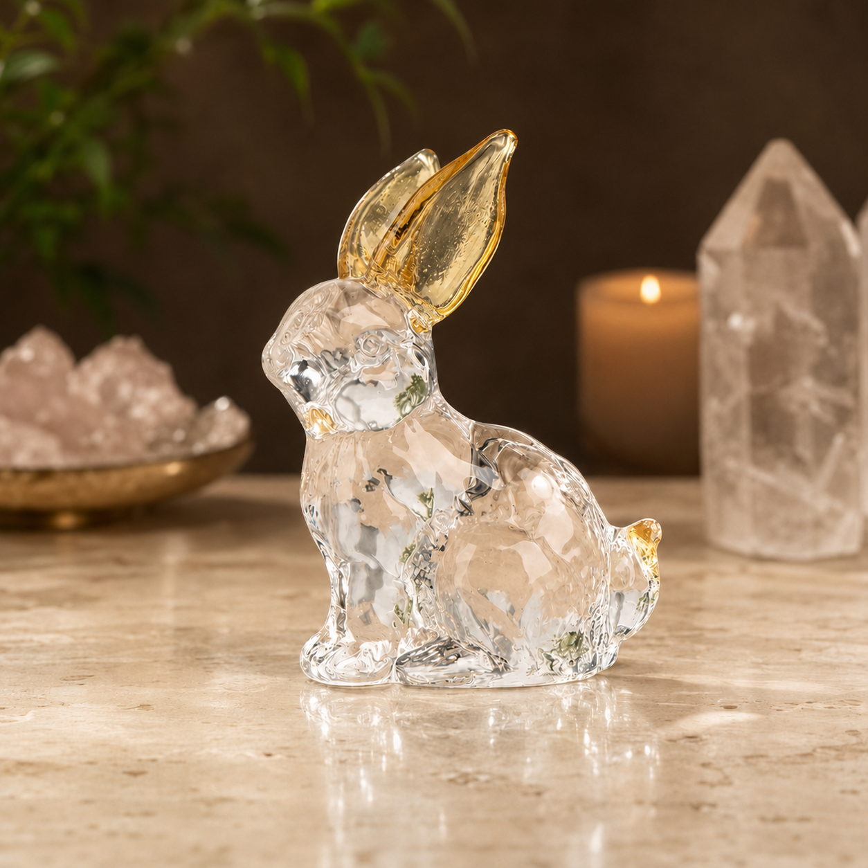 7cm Yellow Glass Rabbit