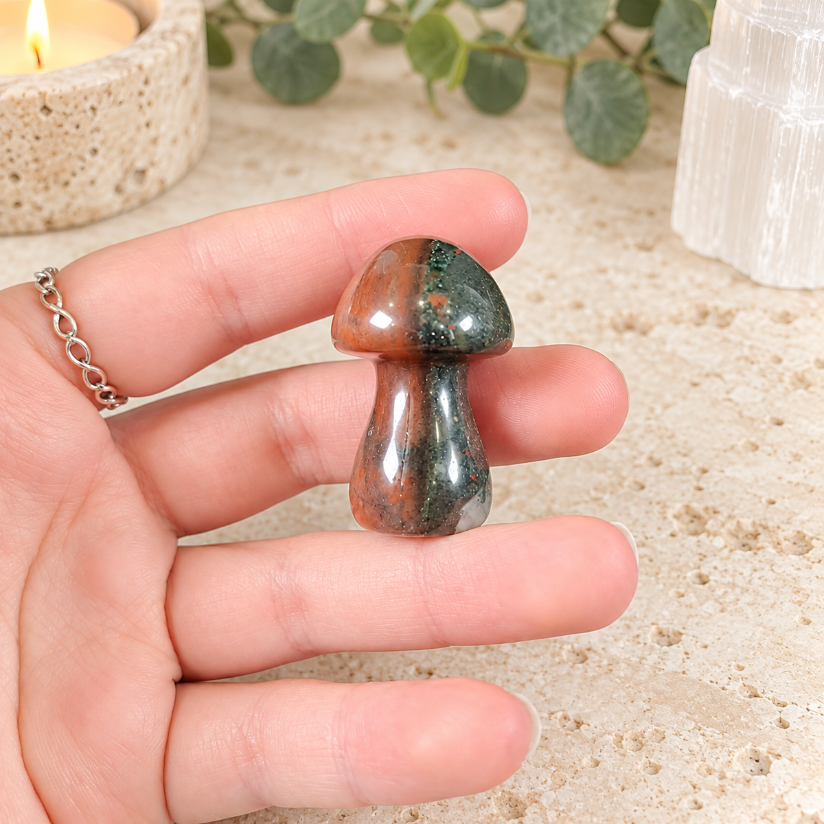 Bloodstone 4cm Gemstone Mushroom