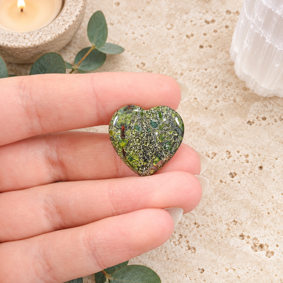 Dragonblood Jasper 2cm Gemstone Heart