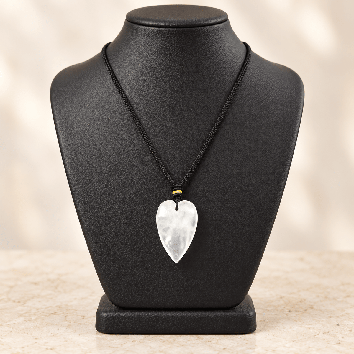 Clear Quartz 60cm Adjustable Heart Necklace