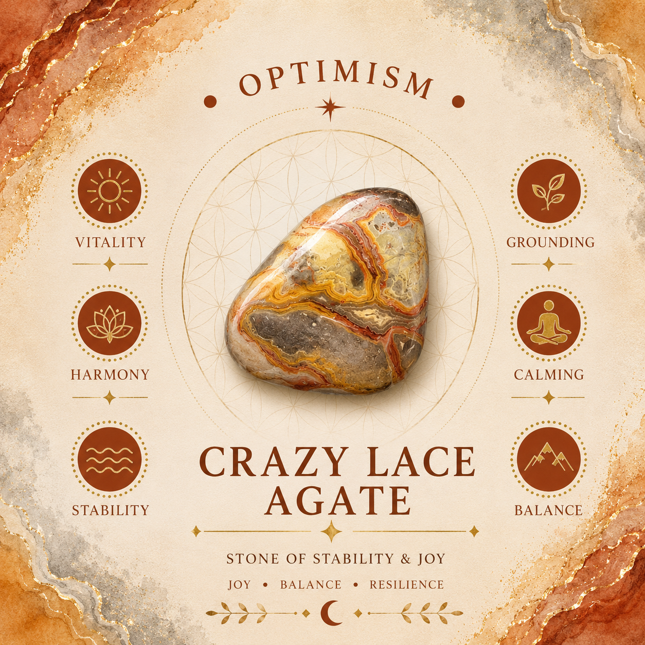 4cm Gemstone Mushroom - Crazy Lace Agate