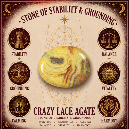 2cm Gemstone Mushroom - Crazy Lace Agate