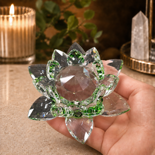 12cm Green Glass Lotus