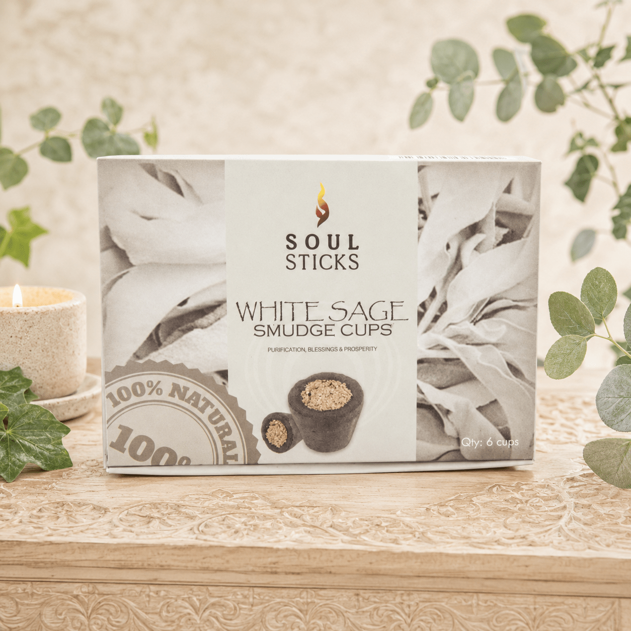 White Sage Incense Cups - Set of 6