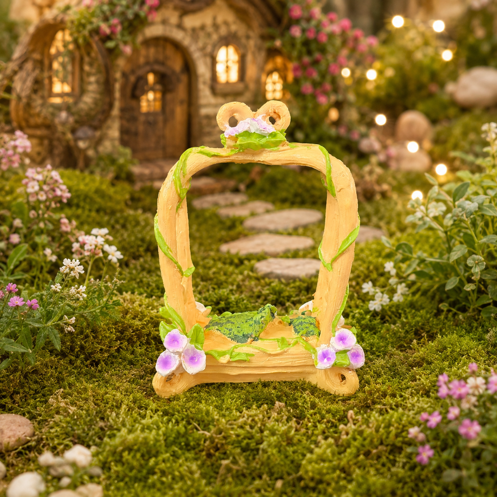 15cm Fairy Garden Bed with Purple Flowers