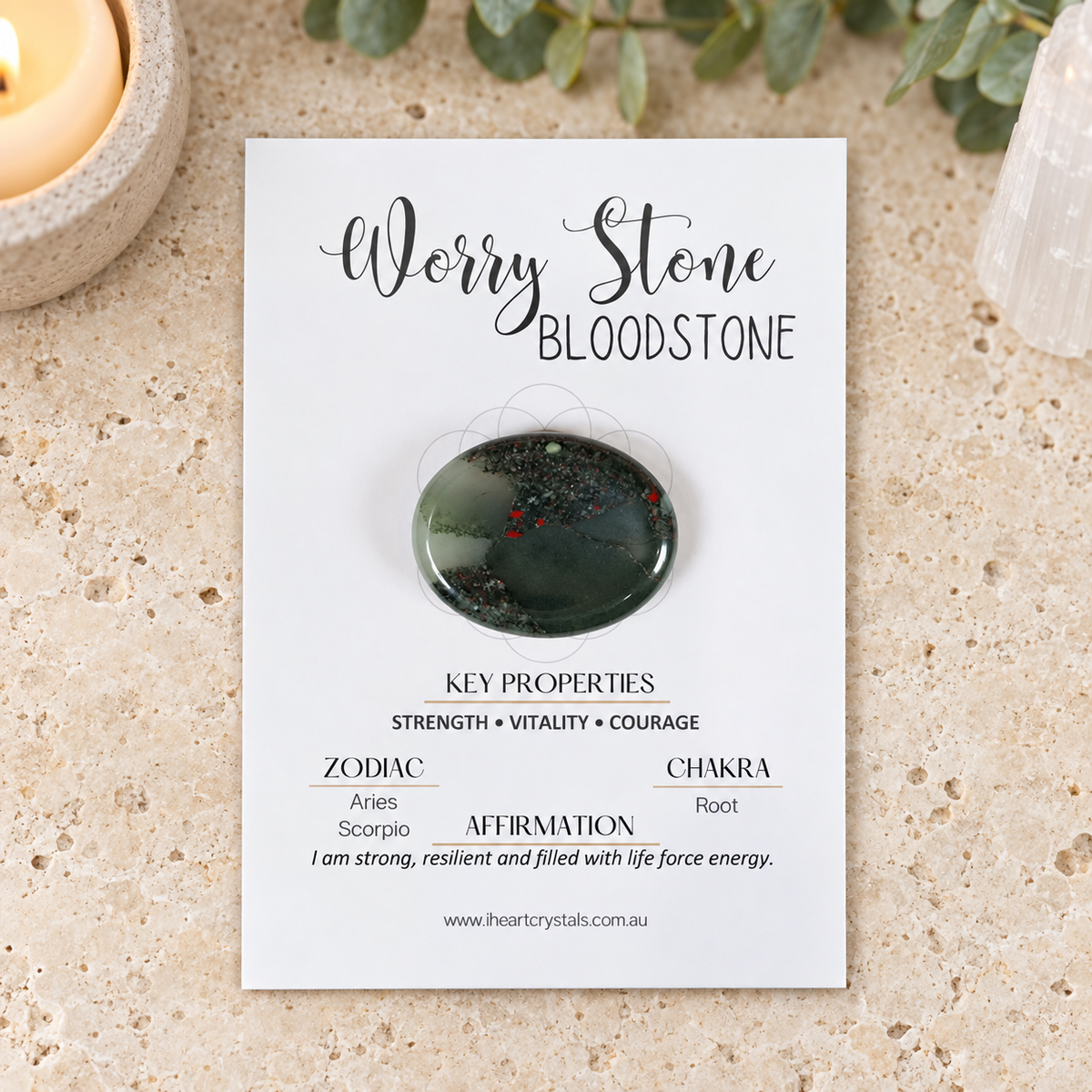 Bloodstone Oval Shape Worry Stone (Thumb Stone)