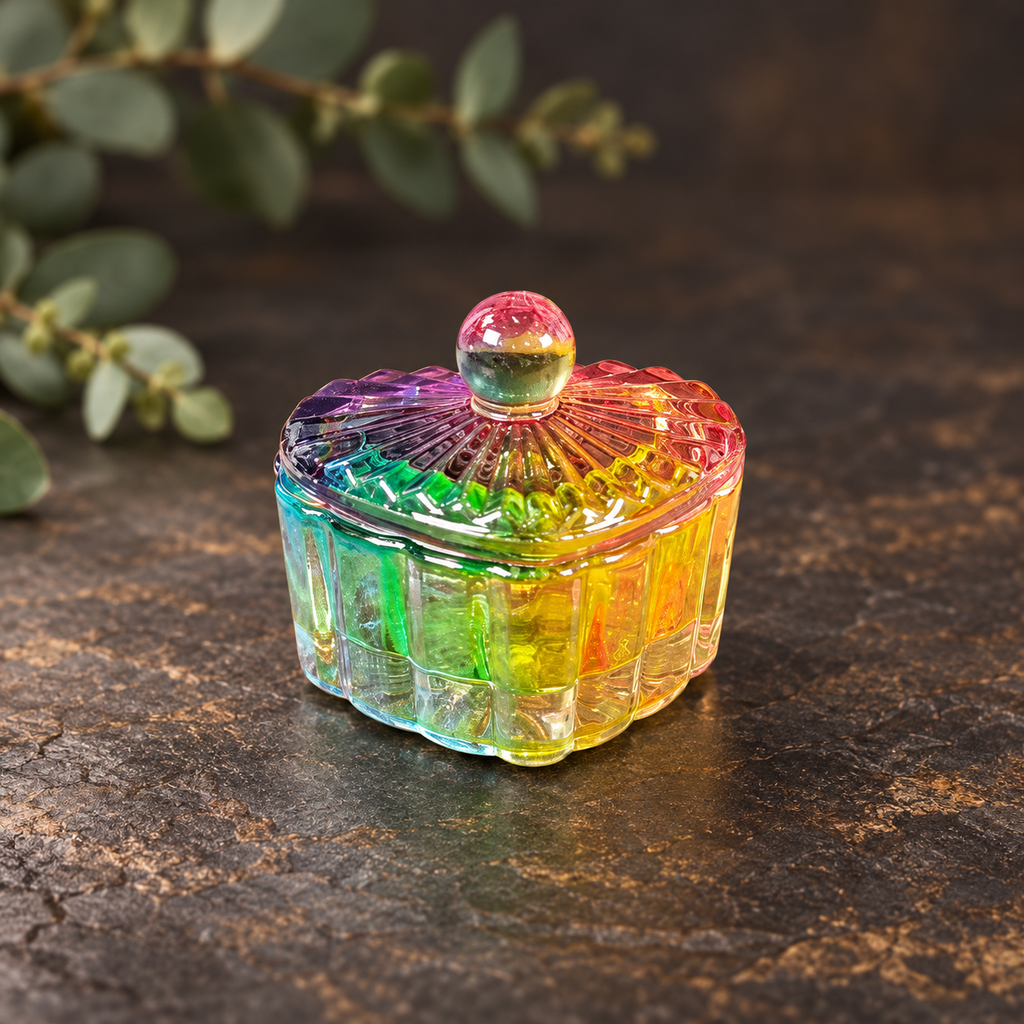 Mini Heart Shaped Rainbow Glass Box