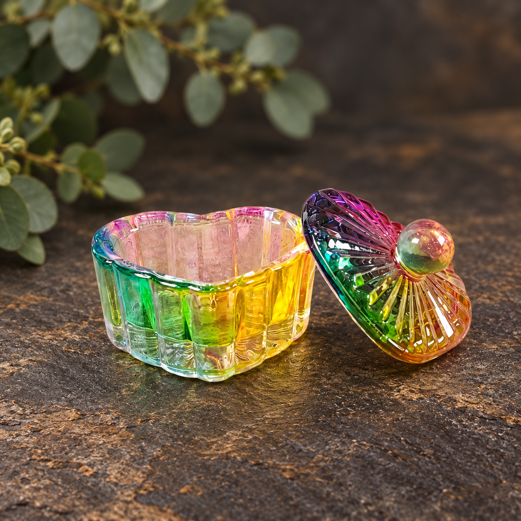 Mini Heart Shaped Rainbow Glass Box