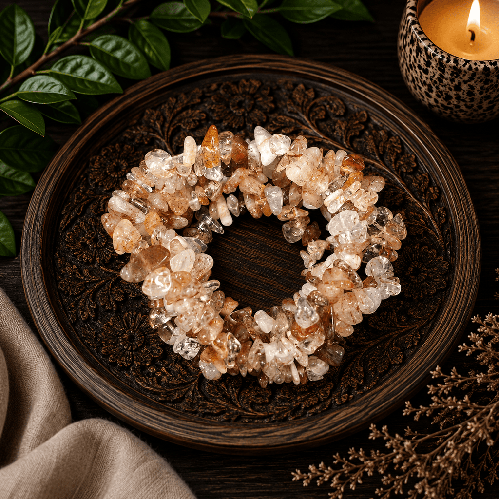 Fire Quartz Gemstone Chip Bracelet