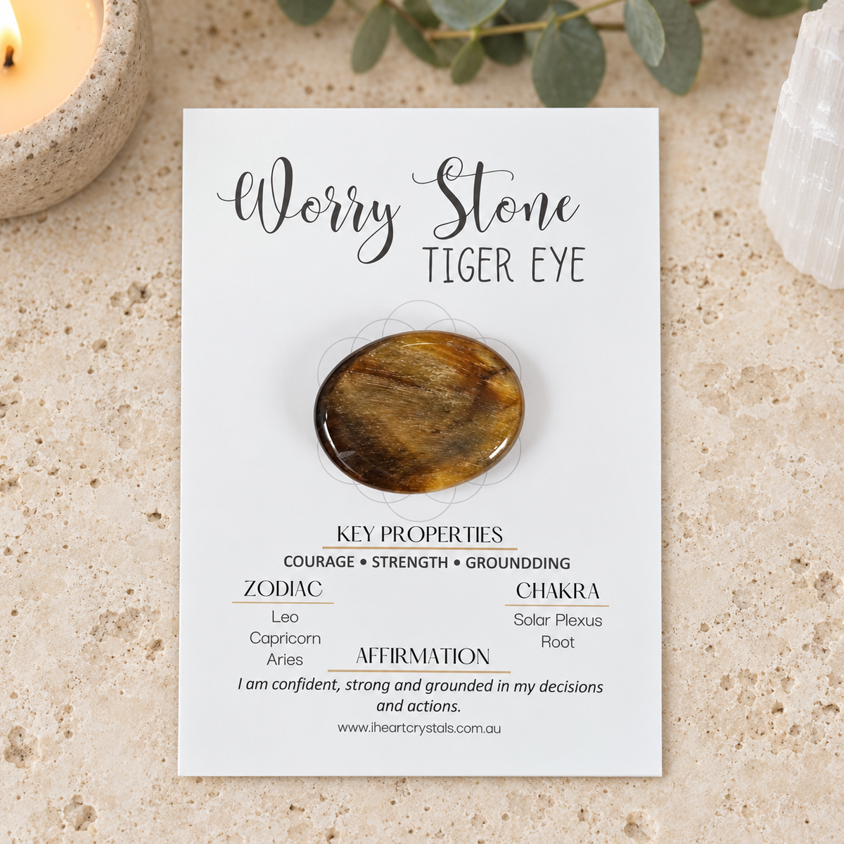 Tiger Eye Oval Shape Worry Stone (Thumb Stone)