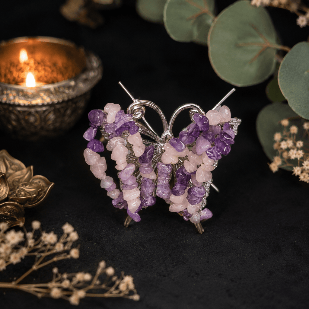 Purple/Pink Mix Gemstone Butterfly (Amethyst, Lepidolite & Rose Quartz)