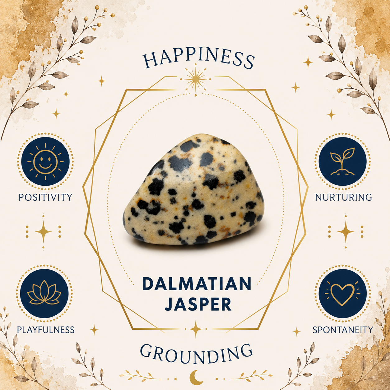 Dalmatian Jasper Oval Shape Worry Stone (Thumb Stone)