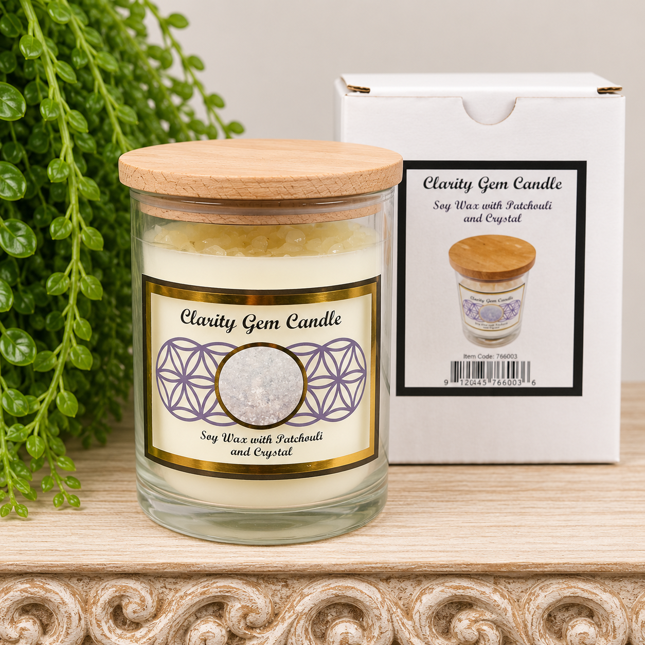 Clarity - Clear Quartz with Patchouli Soy Wax Candle