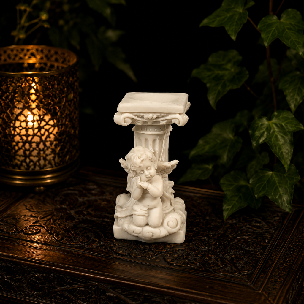 White Cherub Sphere Stand