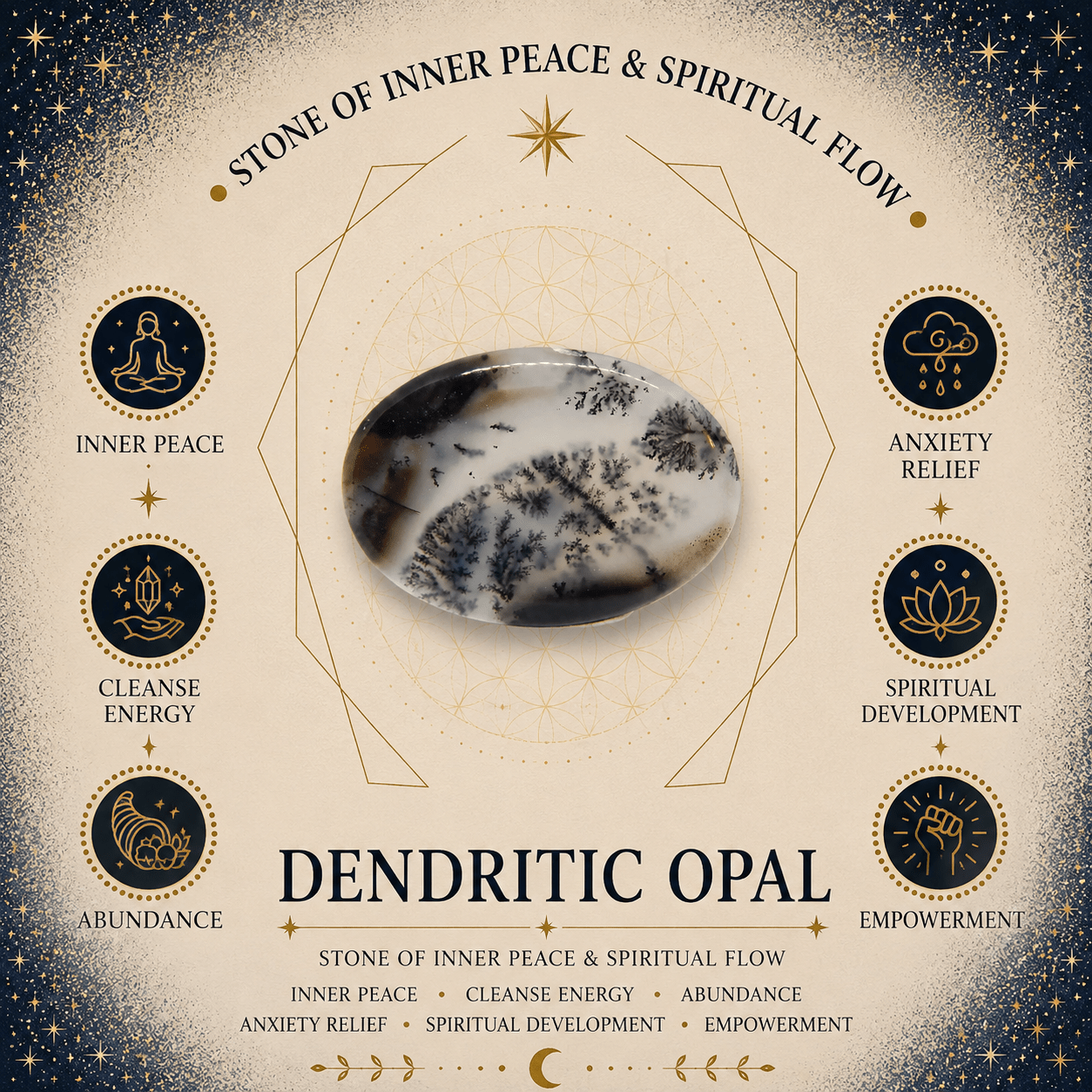 10mm Dendritic Opal Gemstone Bracelet