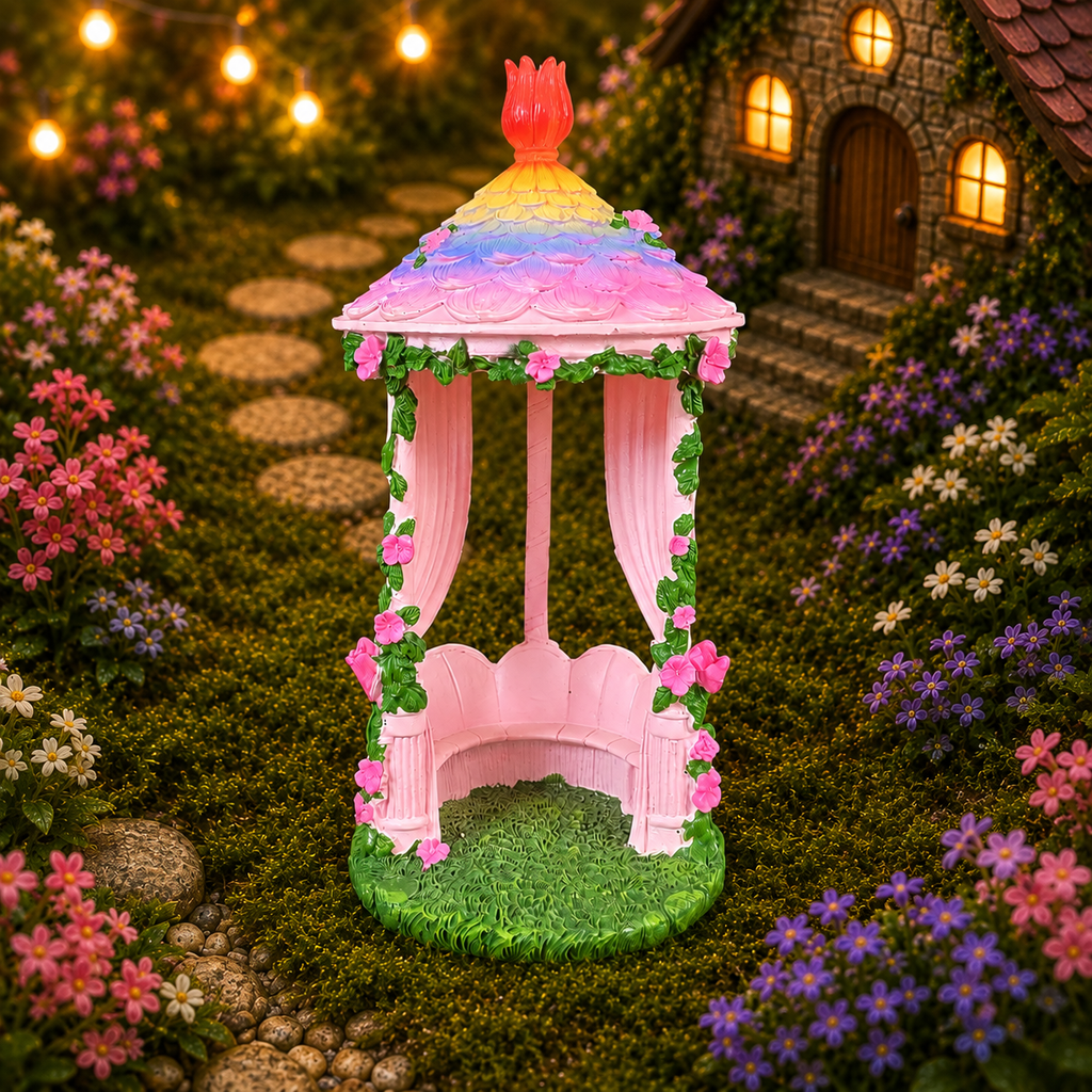 26cm Rainbow Top Fairy Garden Gazebo