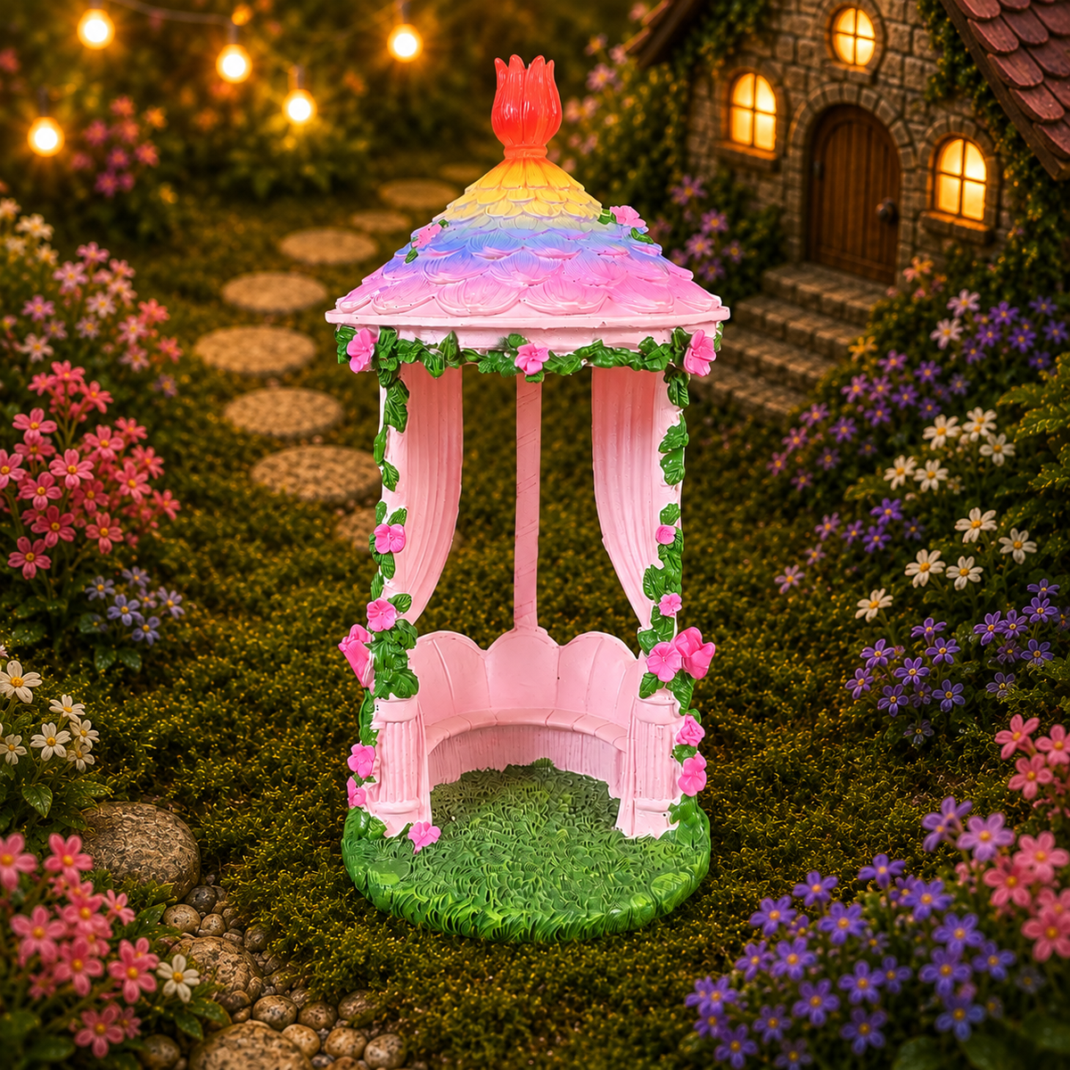 26cm Rainbow Top Fairy Garden Gazebo