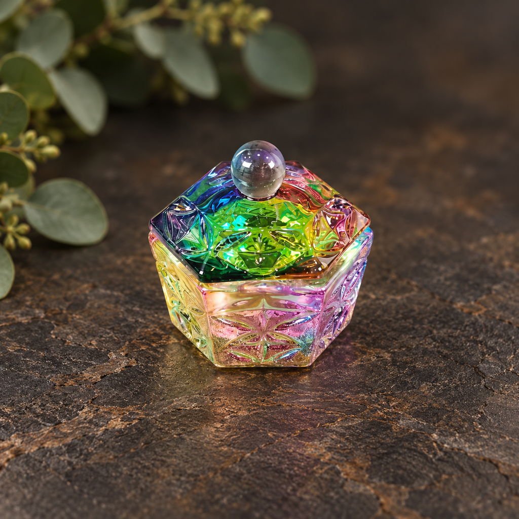 Mini Hexagon Shaped Rainbow Glass Box