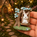 7cm Bunny with Blue Flowers on Swing