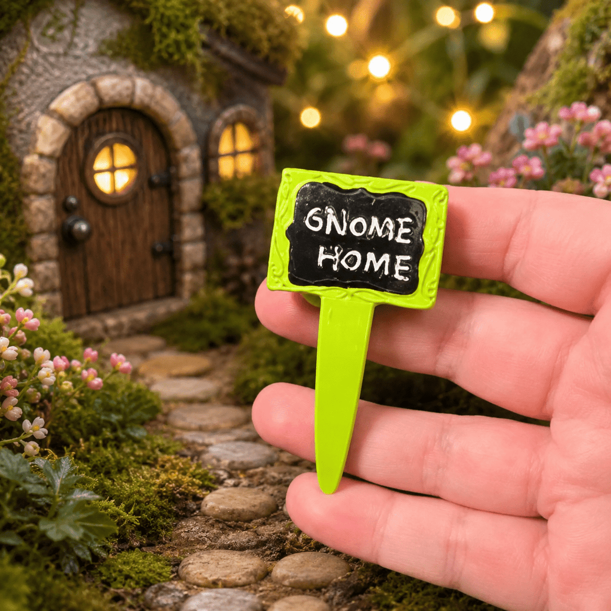 7cm Green "Gnome Home" Fairy Garden Sign