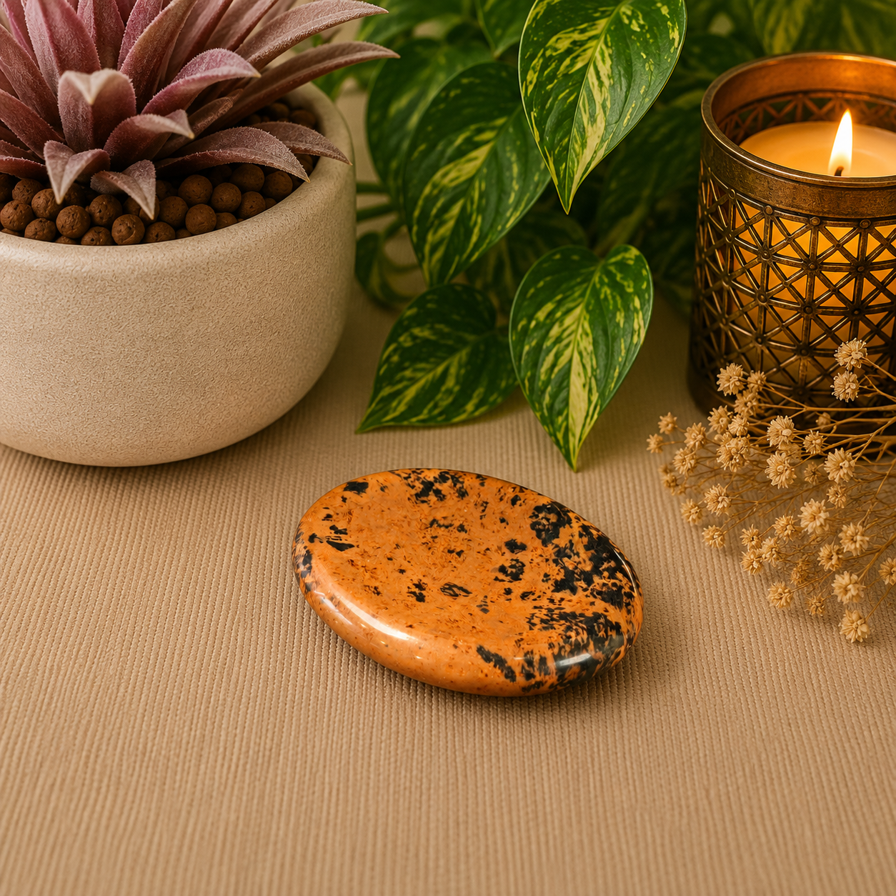 Mahogany Obsidian Oval Shape Worry Stone (Thumb Stone)