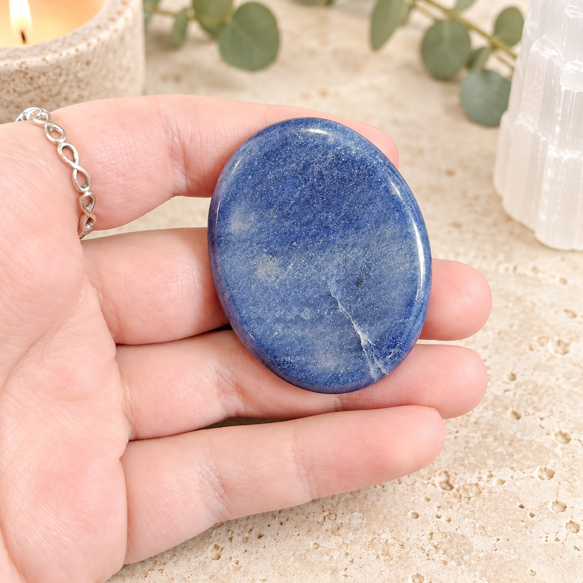 Blue Aventurine Oval Shape Worry Stone (Thumb Stone)