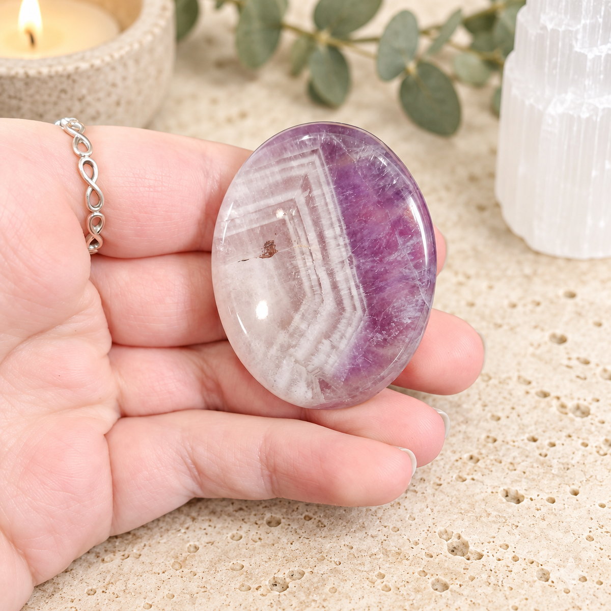 Amethyst Oval Shape Worry Stone (Thumb Stone)