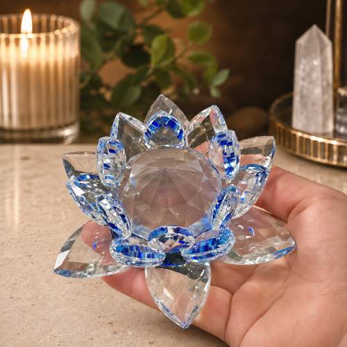 12cm Dark Blue Glass Lotus