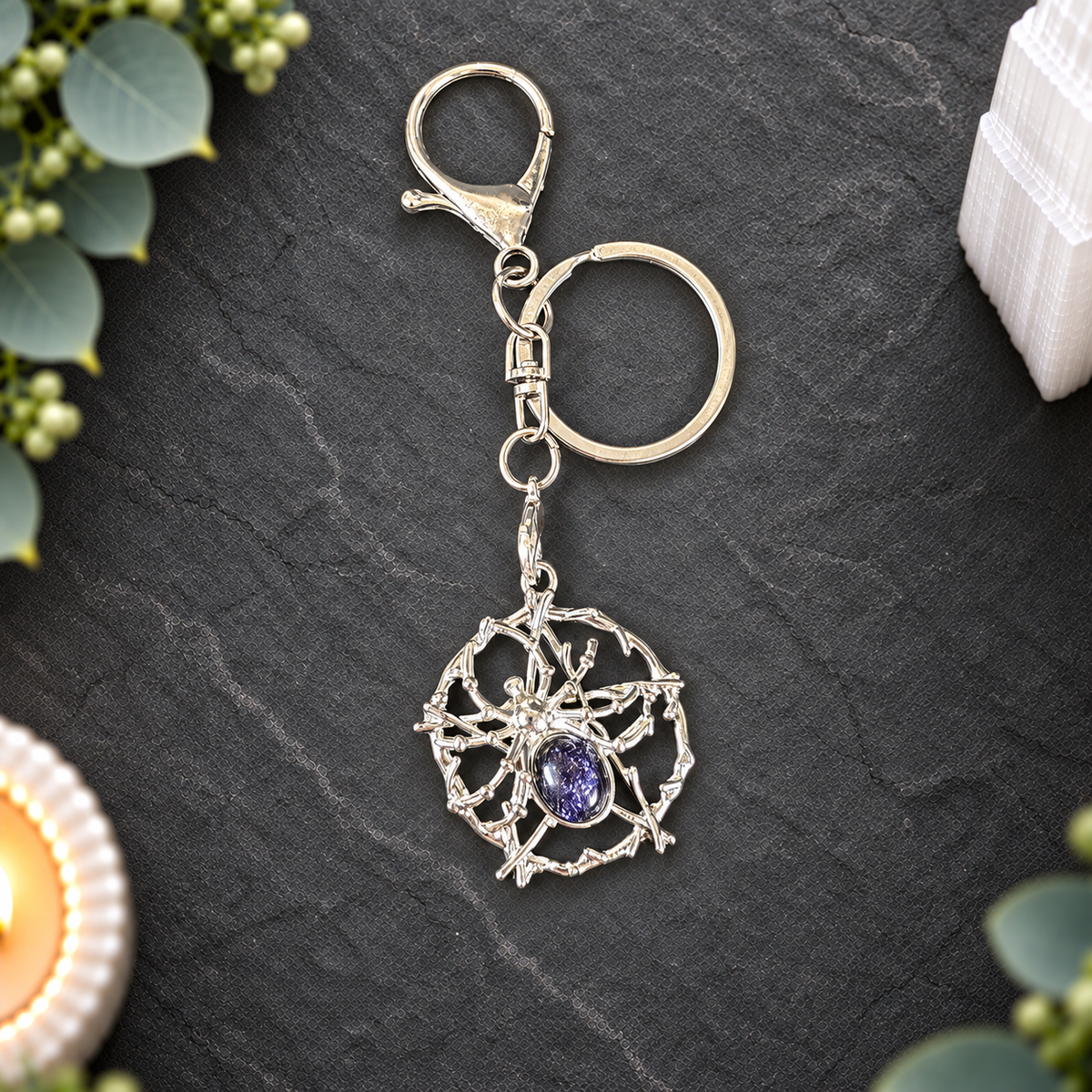 Blue Goldstone Spider Keyring