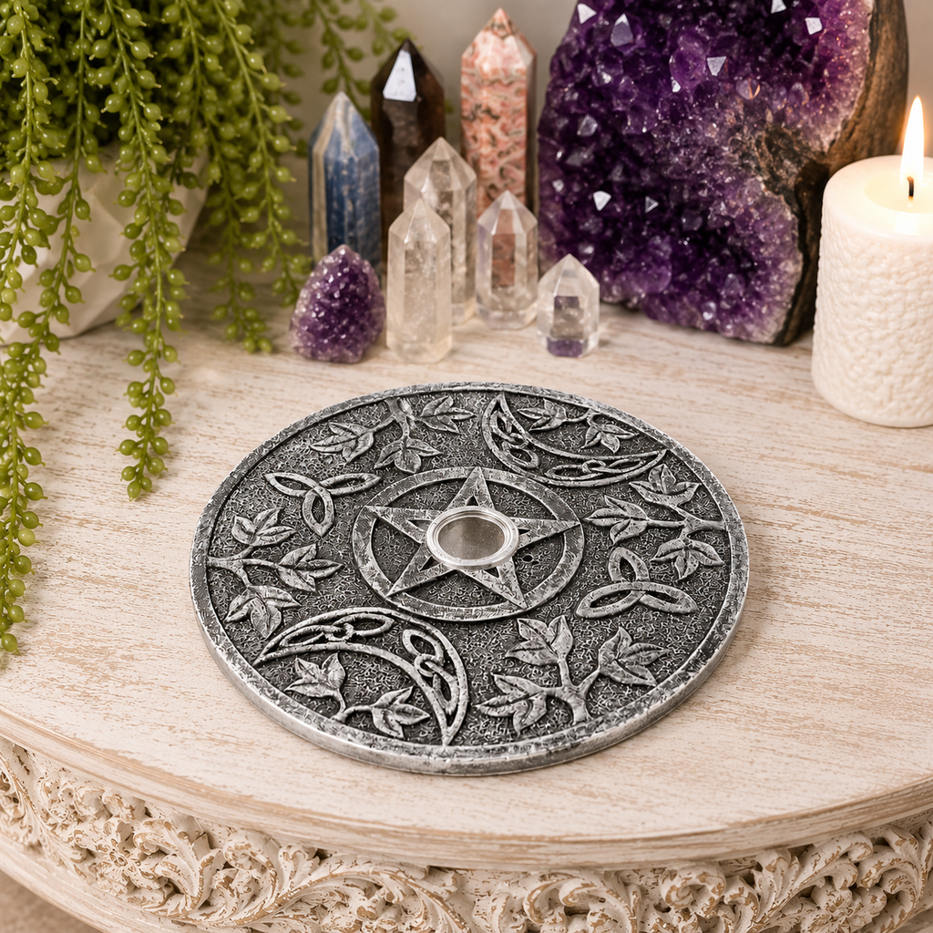 Triple Moon Pentagram Incense/Candle Holder