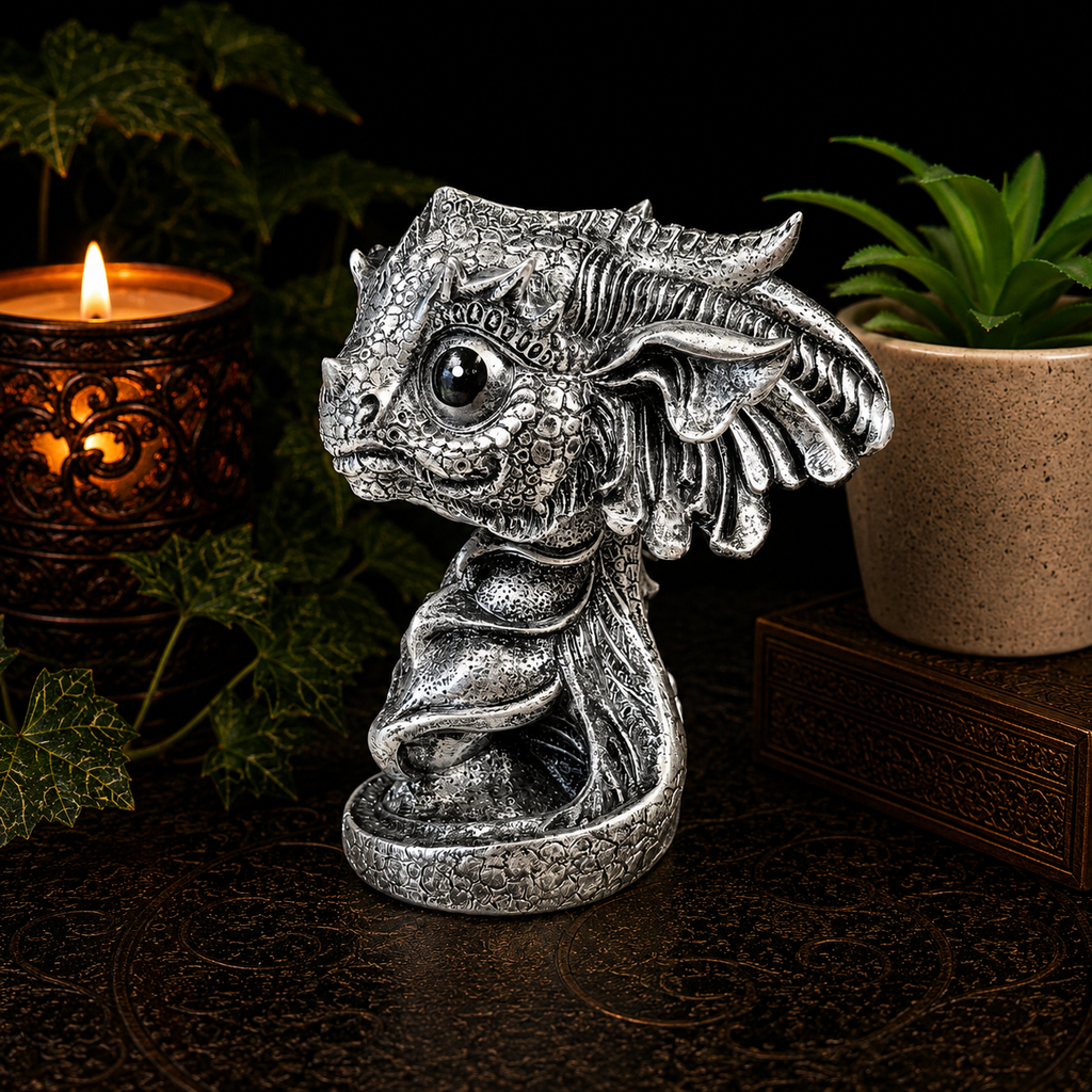 Silver Baby Dragon Sphere Stand