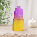 8cm-10cm Aura Coated Selenite Tower - Purple/Yellow