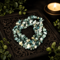 Moss Agate Gemstone Chip Bracelet