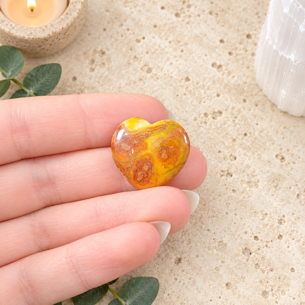 Crazy Lace Agate 2cm Gemstone Heart