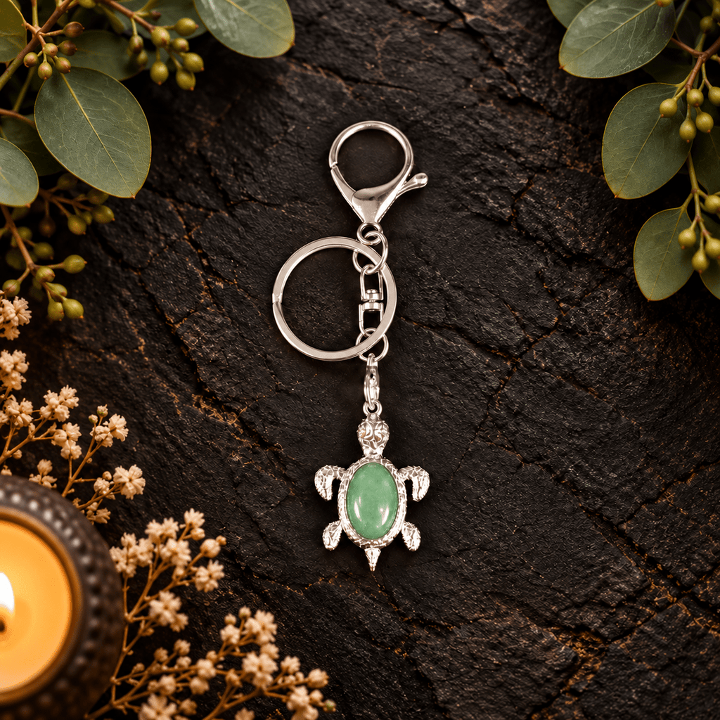 Aventurine Turtle Gemstone Keyring