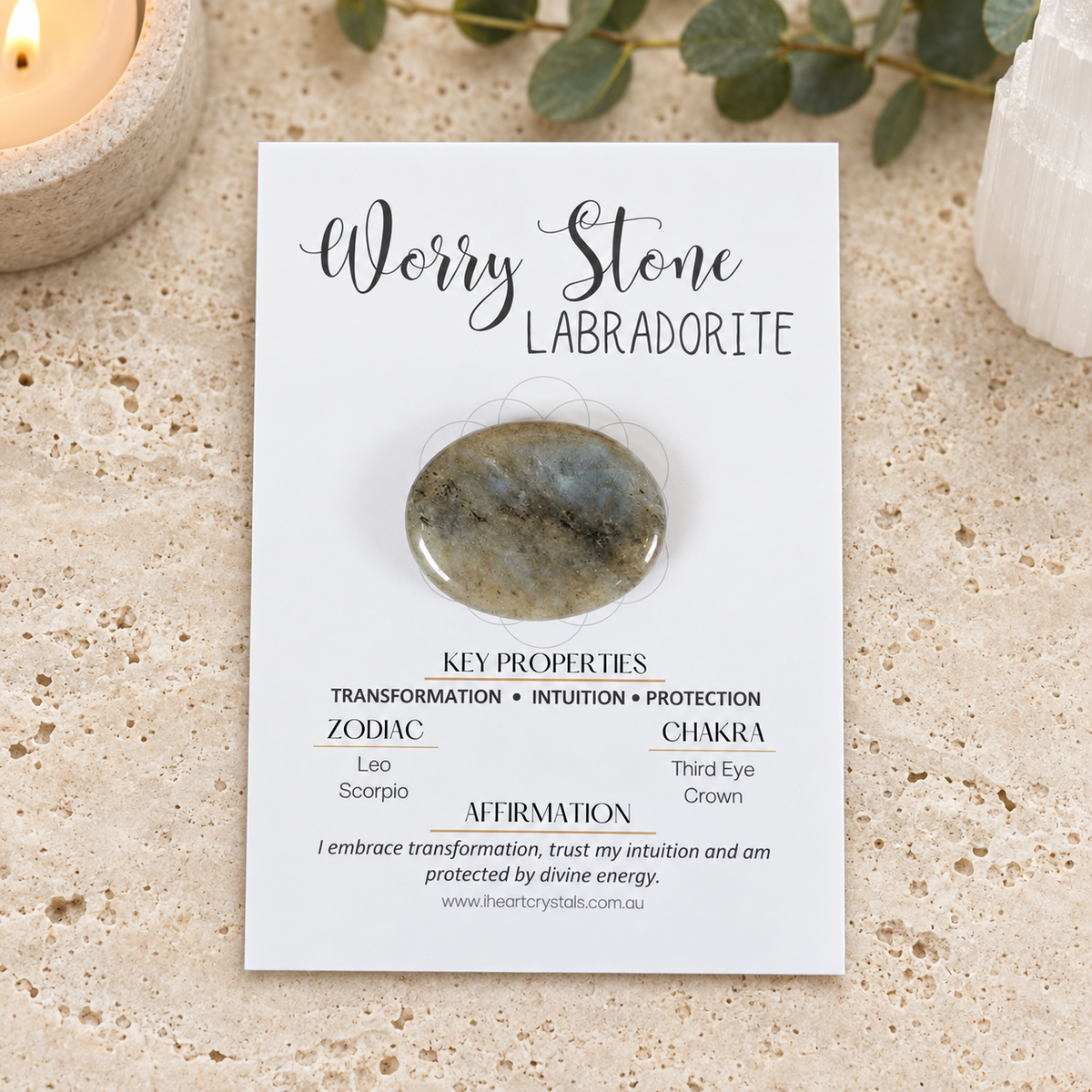 Labradorite Oval Shape Worry Stone (Thumb Stone)