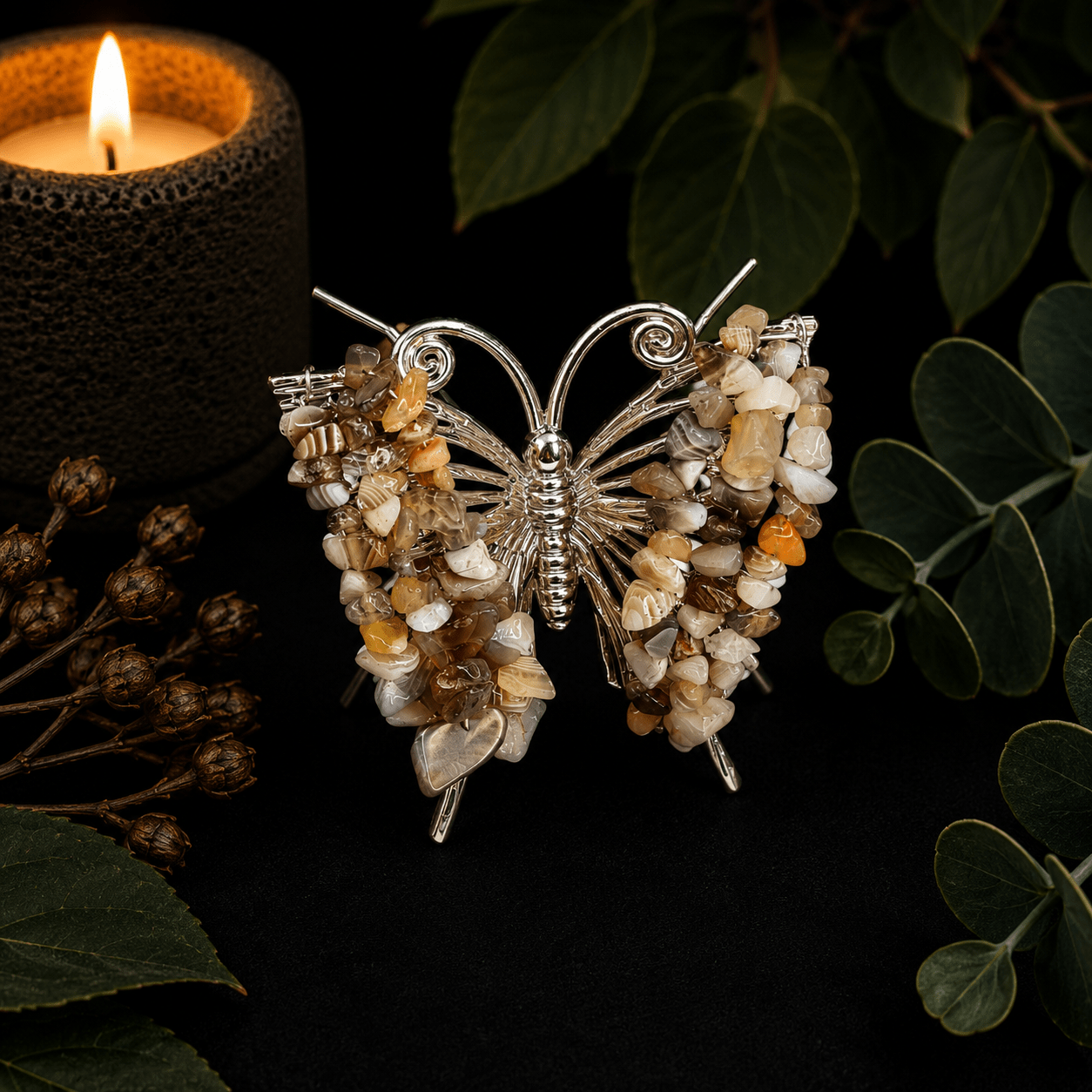Banded Agate Gemstone Butterfly