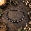 Adjustable Black Obsidian Hearts Bracelet