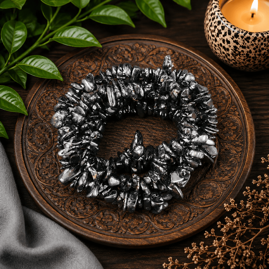 Black Tourmaline Gemstone Chip Bracelet