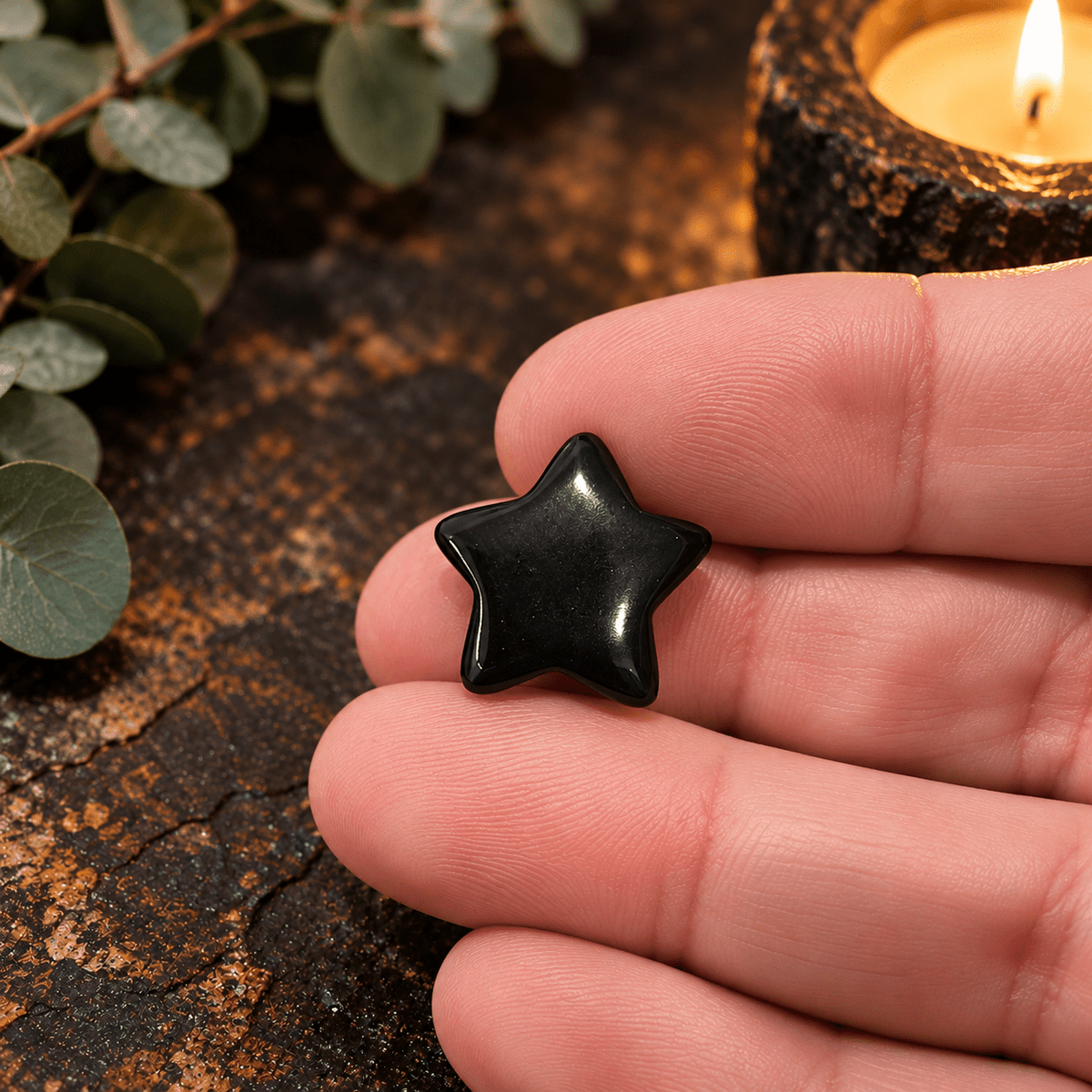 Black Obsidian 2cm Gemstone Star