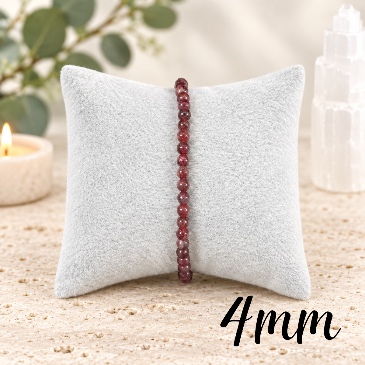 4mm Garnet Gemstone Bracelet